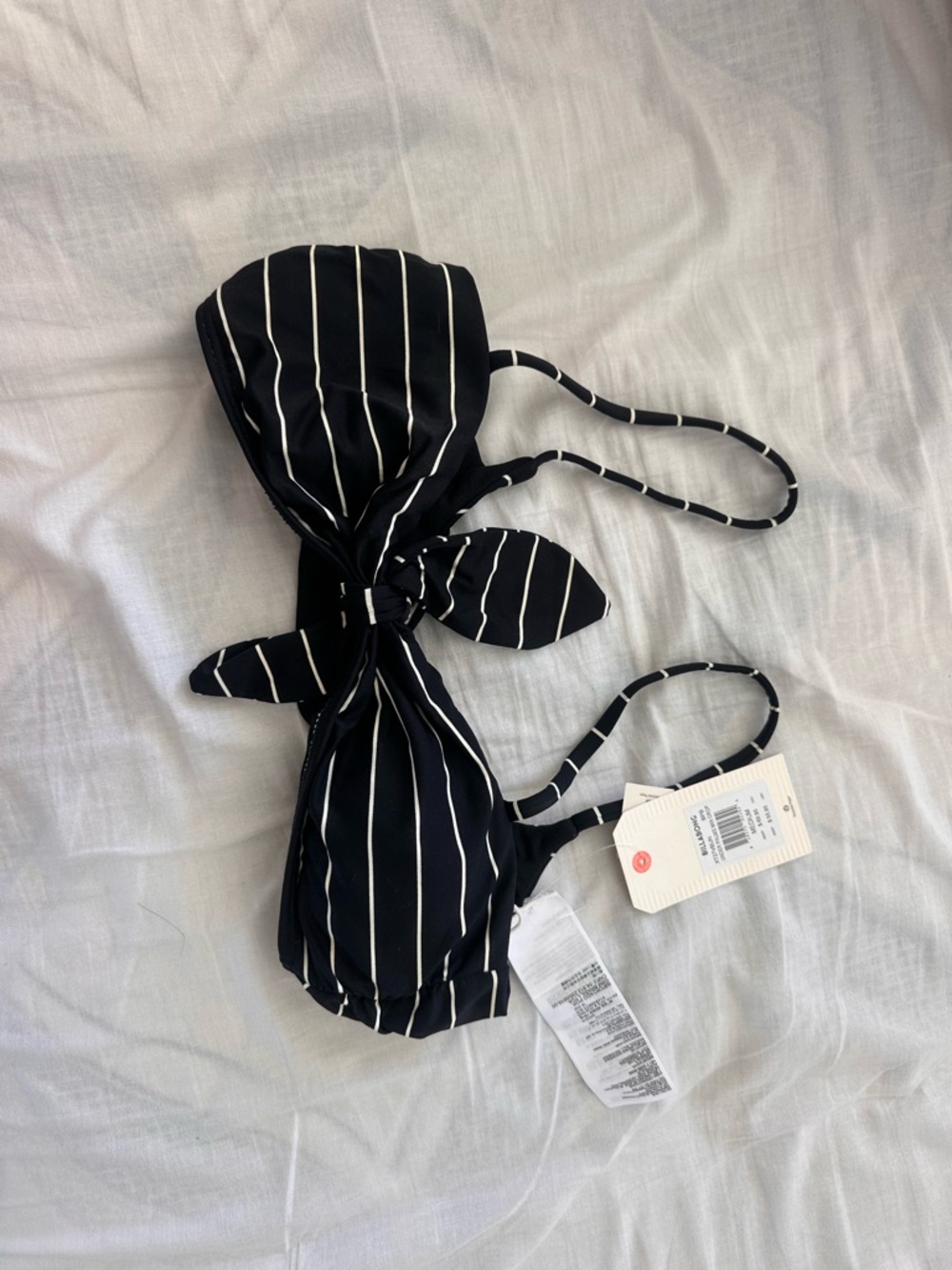Billabong Black and White Striped Swim Crop Top